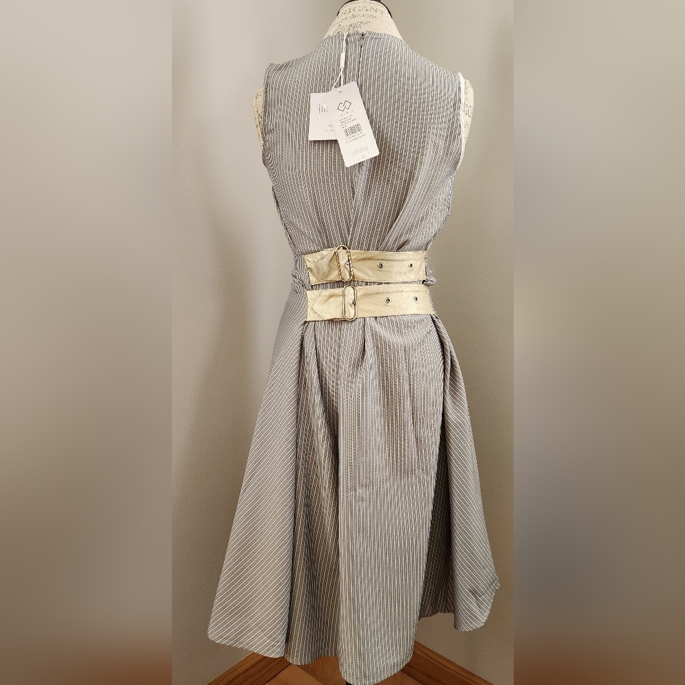 Contemporary and Unique Mini Dress ONE by CUBIC with metallic belts in size M